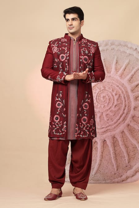 Soniya G Embroidered Sherwani Jacket & Kurta Set 