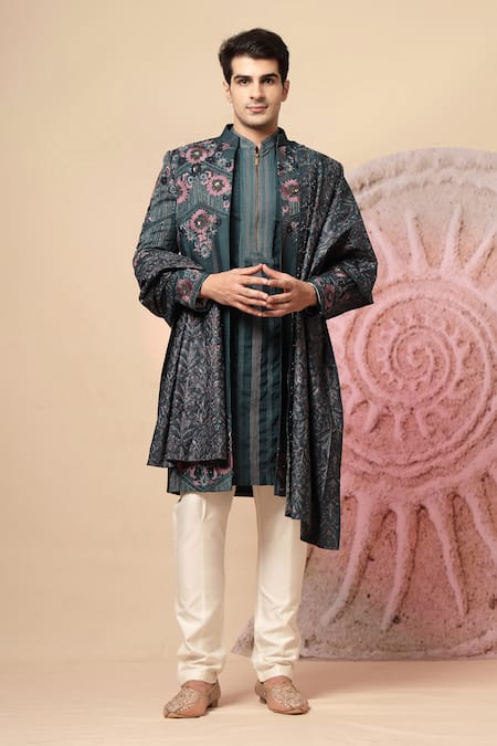 Soniya G Handloom Embroidered Sherwani Jacket & Kurta Set 