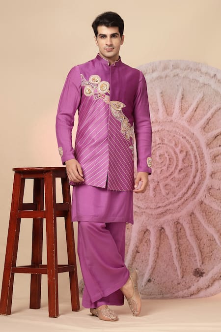 Soniya G Embroidered Nehru Jacket & Kurta Set 