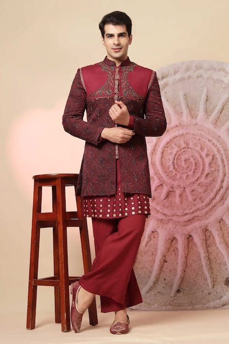 Soniya G Kashmiri Work Bandhgala & Handloom Kurta Set 