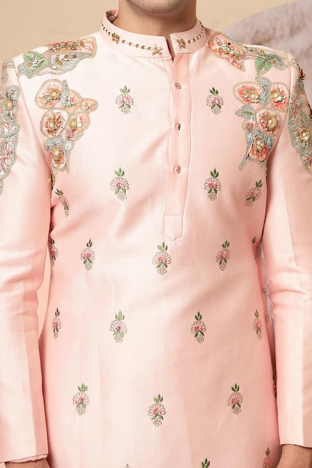 Buy_Soniya G_Pink Chanderi Silk Embroidery, Beads, Sequins Kurta Set 