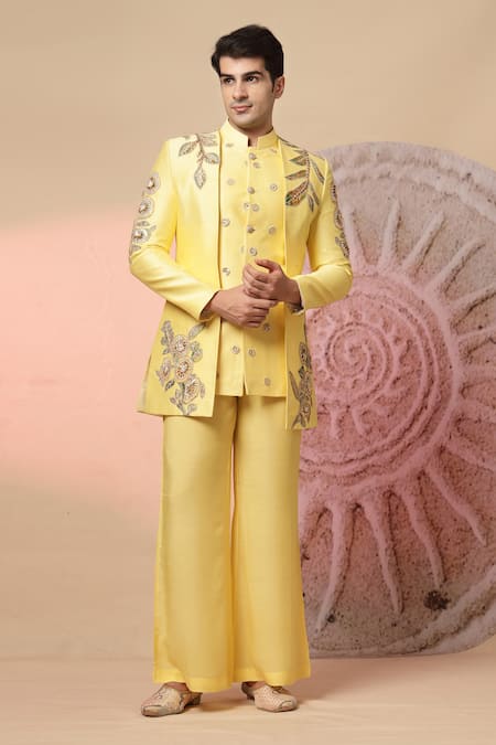 Soniya G Chanderi Silk Embroidered Jacket & Kurta Set 