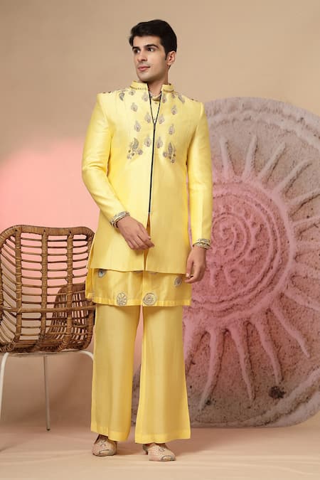 Soniya G Embroidered Chanderi Silk Jacket & Kurta Set 