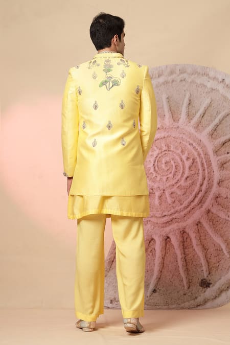 Soniya G Embroidered Chanderi Silk Jacket & Kurta Set 