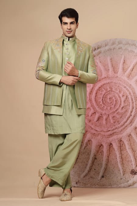 Soniya G Embroidered Double Jacket Kurta Set 