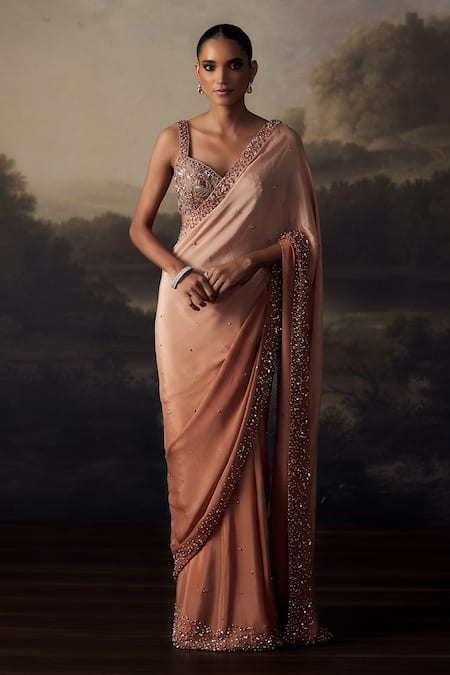 Ohaila Khan Sequins & Crystal Embroidered Saree With Blouse 