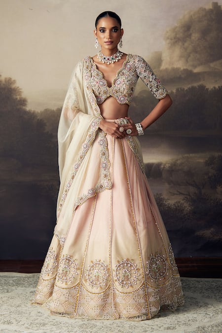 Ohaila Khan Zardozi Pearl Sequin Embroidered Lehenga Set 