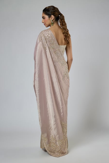 Masumi Mewawalla Zardozi Embroidered Pre-Draped Saree & Blouse Set