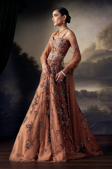 Ohaila Khan Crystal Embroidered Corset Lehenga Set 