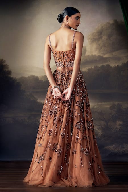 Ohaila Khan Crystal Embroidered Corset Lehenga Set 