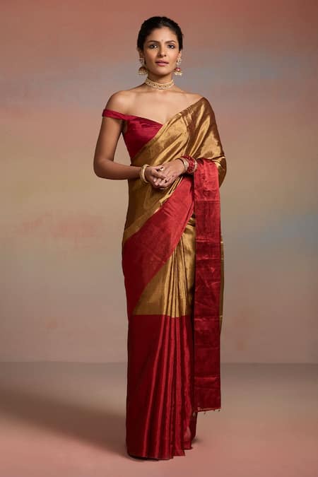Dressfolk Aanya Half & Half Saree With Unstitched Blouse Piece 