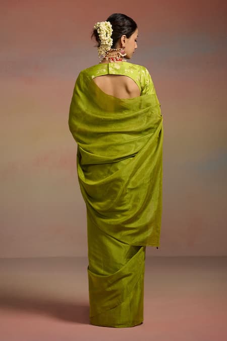 Dressfolk Kira Tissue Saree With Unstitched Blouse Piece 