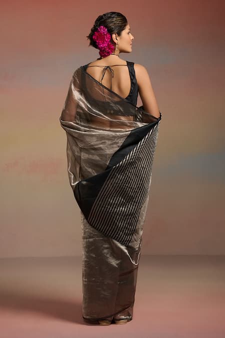 Dressfolk Aamna Tissue Saree With Unstitched Blouse Piece 