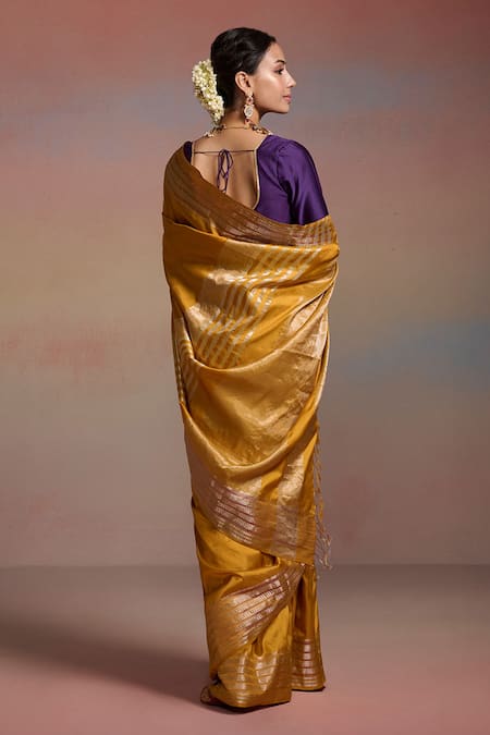 Shop Dressfolk Yellow Maheshwari, Silk Zari, Ziya Woven Saree With Unstitched Blouse Piece at Aza Fashions Shop_Dressfolk_Yellow Maheshwari, Silk Zari, Ziya Woven Saree With Unstitched Blouse Piece _at_Aza_Fashions