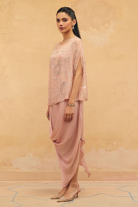 Buy Maenaam Pink Satin, Polyester, Organza Sequins, Beads, Maya Kaftan Top Skirt Set Online at Aza Fashions Buy_Maenaam_Pink Satin, Polyester, Organza Sequins, Beads, Maya Kaftan Top Skirt Set _Online_at_Aza_Fashions