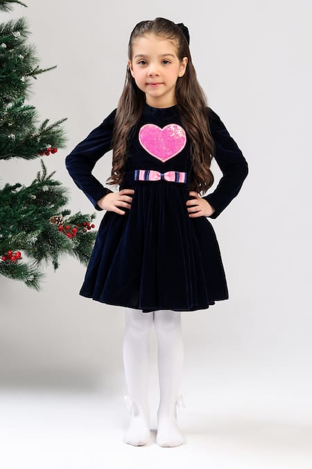 The Pony & Peony Co. Navy Velvet Heart Dress 