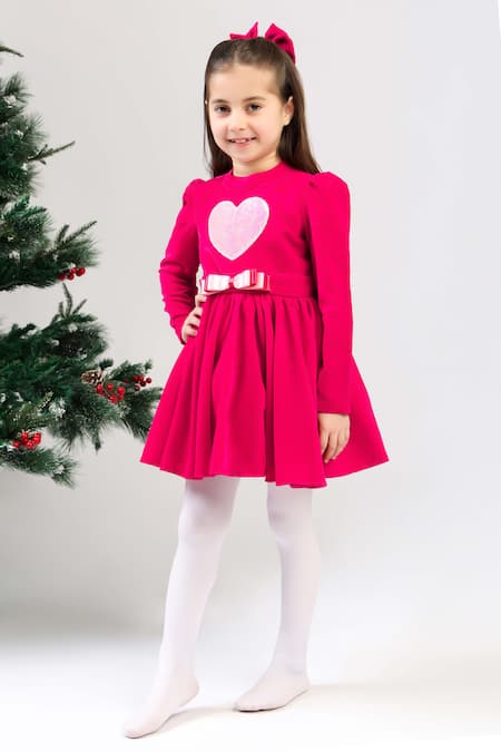 The Pony & Peony Co. Magenta Velvet Heart Dress 