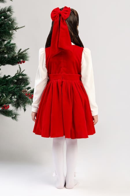 The Pony & Peony Co. Red And White Velvet Dress 