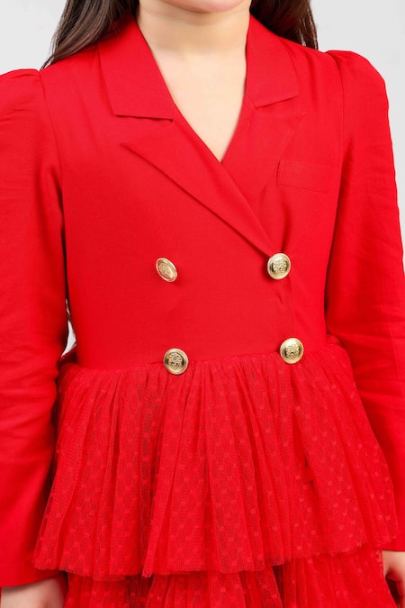 The Pony & Peony Co._Red Rayon Mira Dress _Online_at_Aza_Fashions