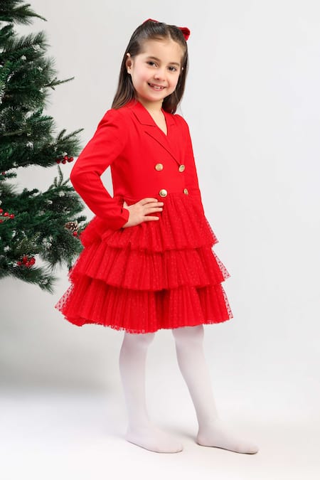 Buy_The Pony & Peony Co._Red Rayon Mira Dress _Online_at_Aza_Fashions