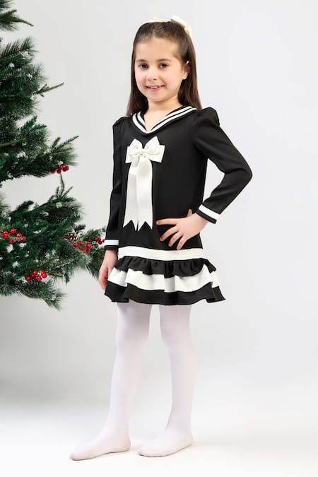 Buy The Pony & Peony Co. Black Crepe Bows Sailor Dress Online at Aza Fashions Buy_The Pony & Peony Co._Black Crepe Bows Sailor Dress _Online_at_Aza_Fashions