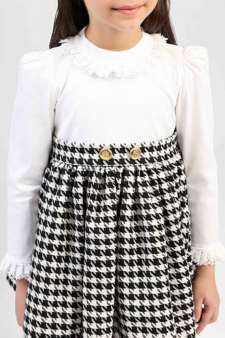 The Pony & Peony Co._White Tweed Houndstooth Pattern Dress _at_Aza_Fashions