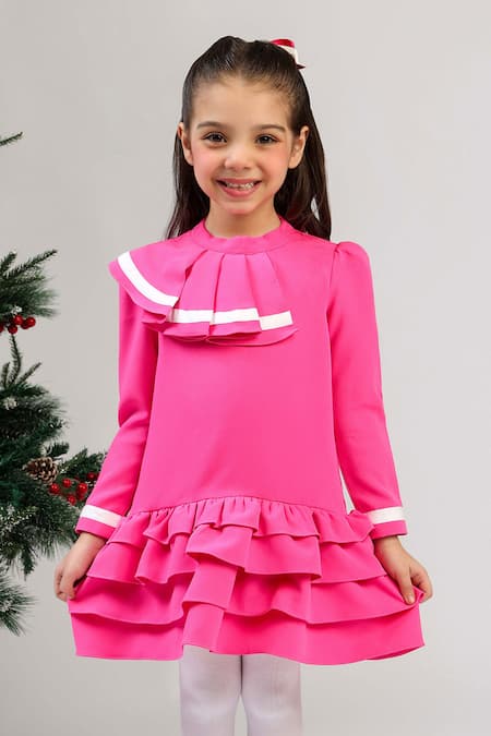 The Pony & Peony Co._Pink Crepe Coco Dress _Online_at_Aza_Fashions