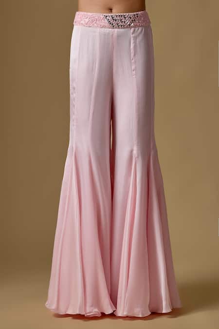 Buy Asaga Pink Satin Embroidery, Mirrors, Tassels V-, Open Kai Cape Sharara Set Online at Aza Fashions Buy_Asaga_Pink Satin Embroidery, Mirrors, Tassels V-, Open Kai Cape Sharara Set _Online_at_Aza_Fashions