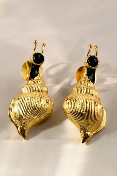 MAALICIOUS JEWELRY Gold Plated Sea Snail Earrings Online at Aza Fashions MAALICIOUS JEWELRY_Gold Plated Sea Snail Earrings _Online_at_Aza_Fashions