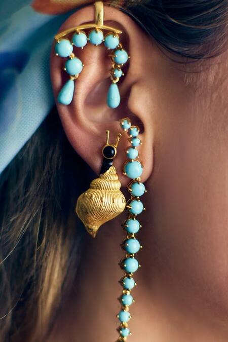 Buy MAALICIOUS JEWELRY Gold Plated Sea Snail Earrings Online at Aza Fashions Buy_MAALICIOUS JEWELRY_Gold Plated Sea Snail Earrings _Online_at_Aza_Fashions