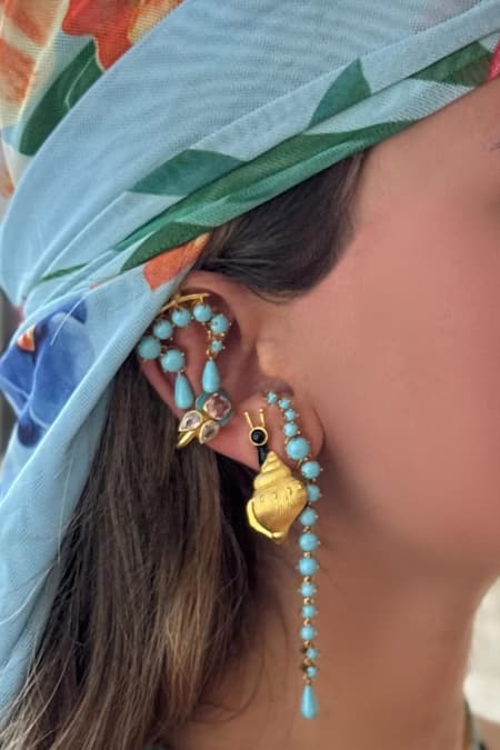 Buy MAALICIOUS JEWELRY Multi Color Crystals, Stones Siren Lotus Cuff - Single Pc Online at Aza Fashions Buy_MAALICIOUS JEWELRY_Multi Color Crystals, Stones Siren Lotus Cuff - Single Pc _Online_at_Aza_Fashions