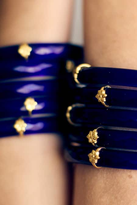 MAALICIOUS JEWELRY_Blue Stones Current Glass Bangle - Single Pc _Online_at_Aza_Fashions