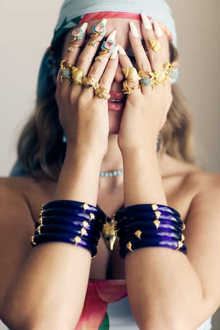 MAALICIOUS JEWELRY Blue Current Glass Bangle - Single Pc