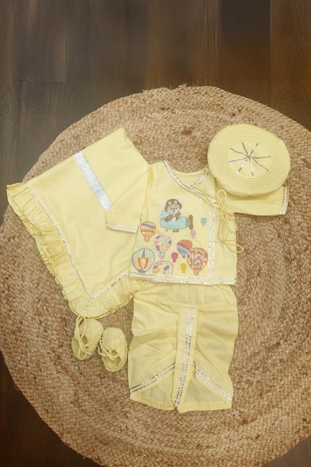 Lil Angels Hot Air Balloon Embroidered Jaamna Kurta Set