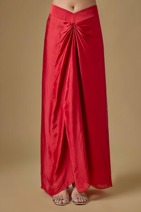 Buy Asaga Red Tulle, Satin Sequins, Embroidery Torrin Abstract Jacket With Draped Skirt Online at Aza Fashions Buy_Asaga_Red Tulle, Satin Sequins, Embroidery Torrin Abstract Jacket With Draped Skirt _Online_at_Aza_Fashions