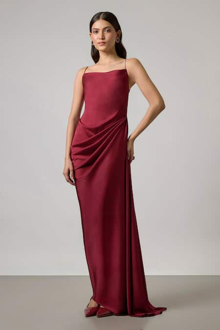 NA-KA Satin Cowl Neck Gown