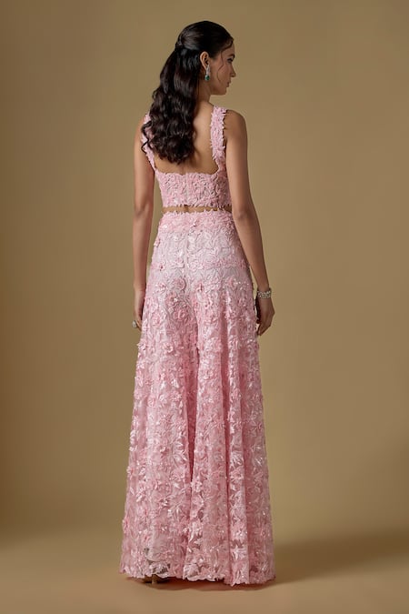 Asaga Laken Abstract Hand Embroidered Blouse Sharara Set 