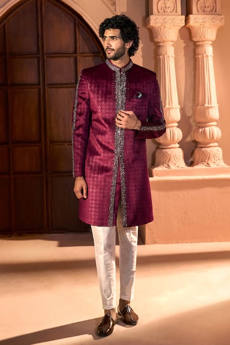 Arihant Rai Sinha Embroidered Velvet Sherwani & Pant Set 