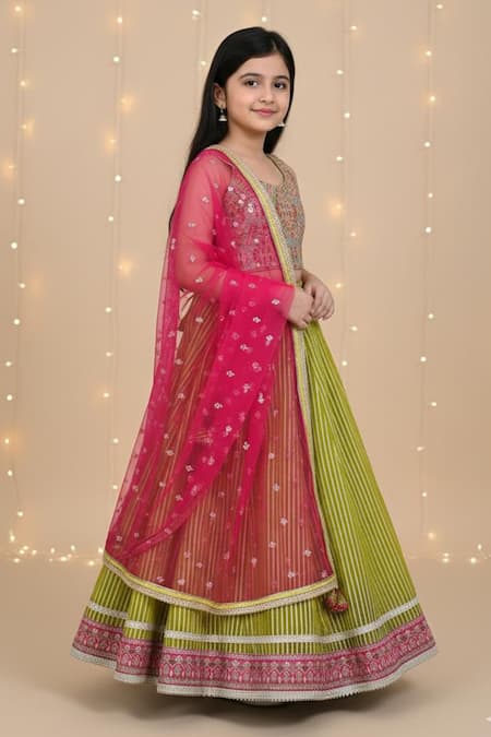 Minime Organics Embroidered Blouse Lehenga Set 