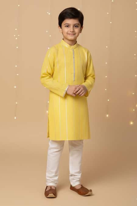 Minime Organics Lurex Striped Kurta & Pyjama Set 