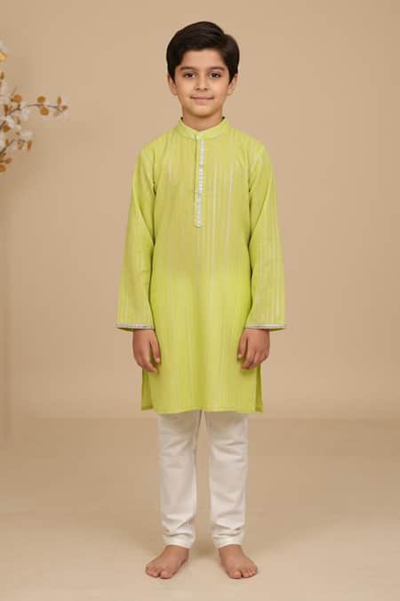 Minime Organics Faux Mirror Lace Kurta & Pyjama Set 