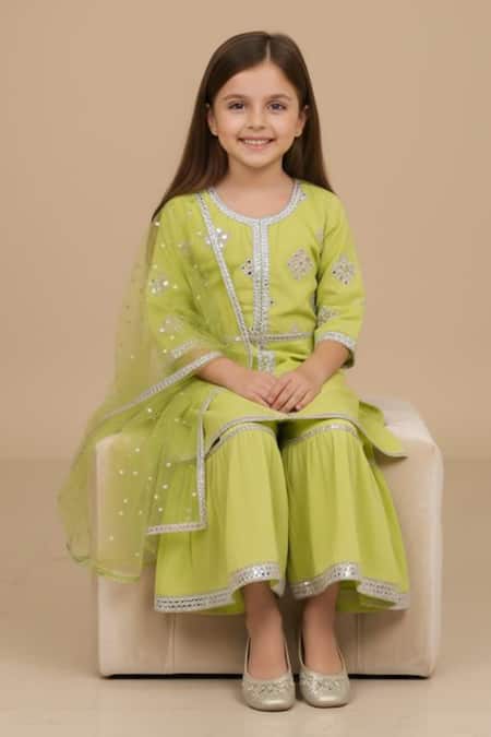 Minime Organics Embroidered Kurta Sharara Set 