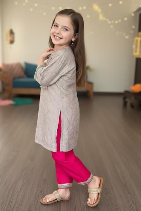 Minime Organics Embroidered Kurta & Salwar Set 