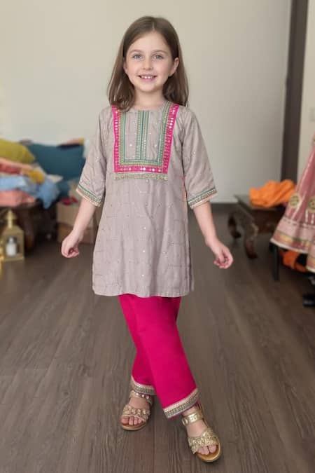 Minime Organics Embroidered Kurta & Salwar Set 