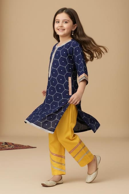 Minime Organics Geometric Print Kurta & Salwar Set 
