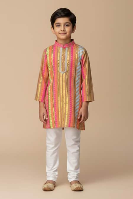 Minime Organics Striped Handloom Kurta & Pyjama Set 