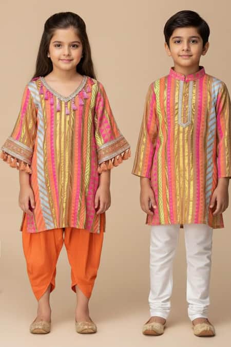 Minime Organics Striped Handloom Kurta & Pyjama Set 