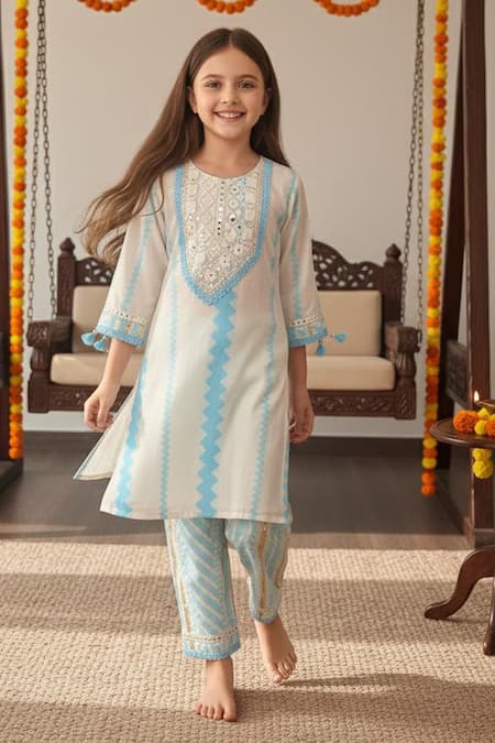 Minime Organics Mirror Embellished Kurta & Salwar Set 