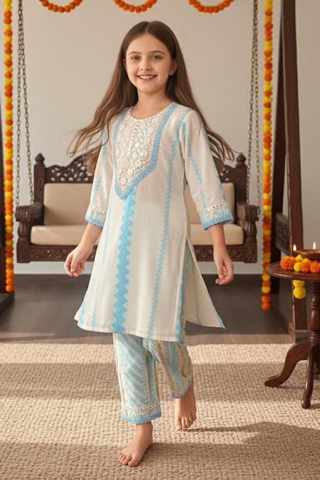 Minime Organics Mirror Embellished Kurta & Salwar Set 