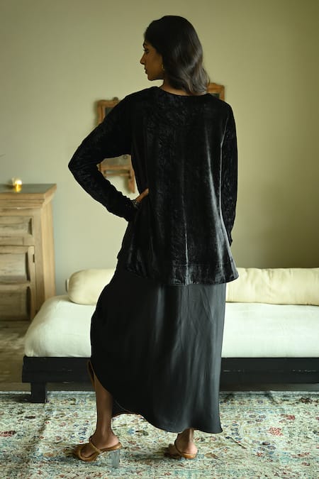 Shorshe Clothing Silk Cowl Draped Skirt 